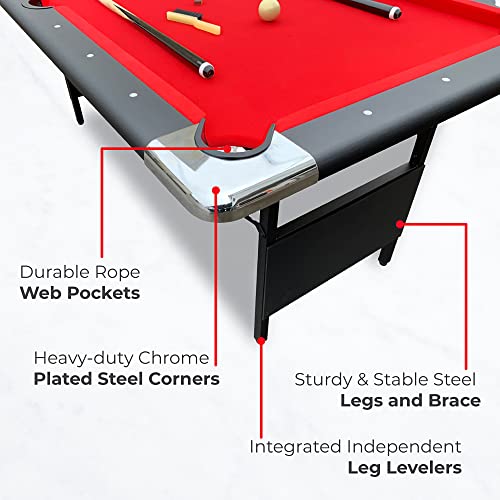 Hathaway Fairmont Portable 6-Ft Pool & Billiard Table Red