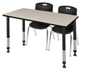 Regency Kee Height Adjustable Classroom Table Set with 18" Andy Chairs Maple/Black