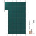 WACTO Rectangular Winter Pool Cover with Right Step, Triple Stitched Mesh, Fits 20x40 ft - Green