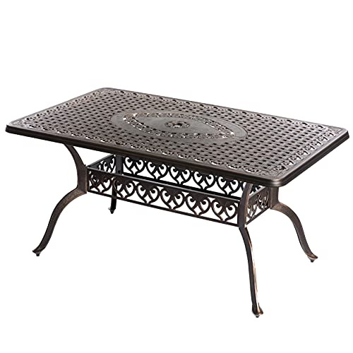 Gardenised Bronze Indoor and Outdoor Dining Set with 6 Chairs and 1 Table, Bistro Patio Cast Aluminum