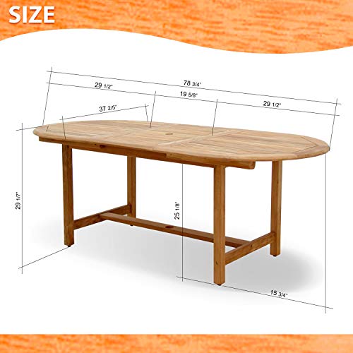 Amazonia Certified Teak 7-Piece Oval Extendable Dining Set with Black Aluminum Chairs Brown