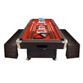 SIMBASHOPPING USA 8' Feet Billiard Pool Table Vintage Red with Benches Brown & Red