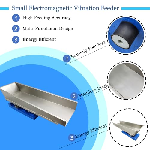 EQCOTWEA Electromagnetic Vibrating Feeder Stainless Steel GZV-8 Silver