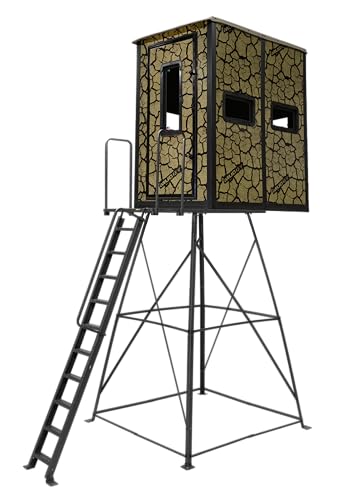 MUDDY Striker Box Blind with Elite 10 Tower, Steel Wall Construction, Cracked Mud Camo Multi