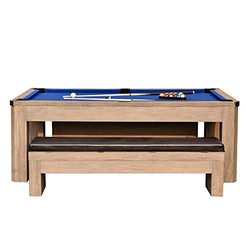 Hathaway Newport 7-ft Pool Table Combo Set with Benches Rustic Gray
