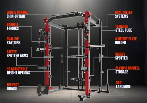 RitKeep Fitness PMAX-4550 Multi Functional Smith Machine Training System Black