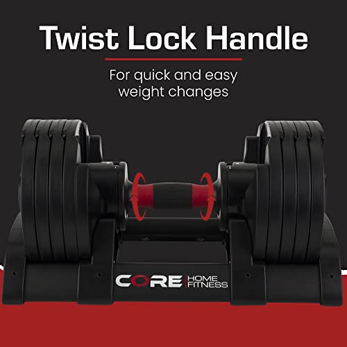 CORE FITNESS Adjustable Dumbbell Weight Set Black