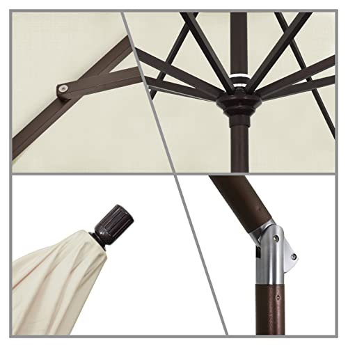 California Umbrella 11' Round Aluminum Market Umbrella with Crank Lift and Collar Tilt, Bronze Pole, Sunbrella Canvas
