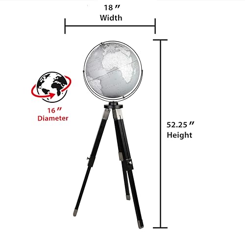 Replogle Willston 16" Gray Globe with Black Tripod Stand