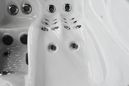 Luxuria Spas Sensation 4-Person 73-Jet Hot Tub with Double Lounge and Touch Screen Silver Marble/Grey