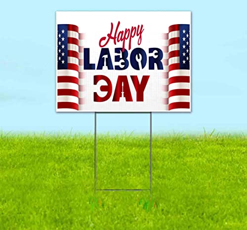 TampaPrinting Happy Labor Day Yard Sign 18" x 24" with Metal Step Stake