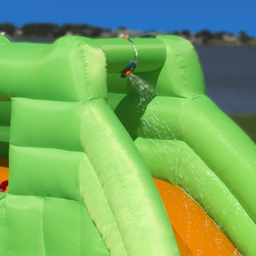 Blast Zone Crocodile Isle Inflatable Water Park with Dual Slides Green/Blue