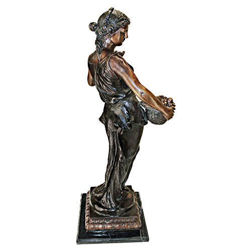 Design Toscano Woman of Nature Indoor/Outdoor Garden Statue 35 inches Tall Heirloom Cast Bronze Green Finish