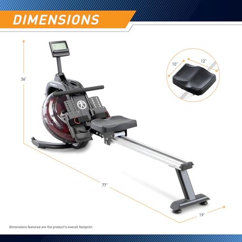 Marcy Pro Water Resistance Rower Rowing Machine Black/Red/Silver