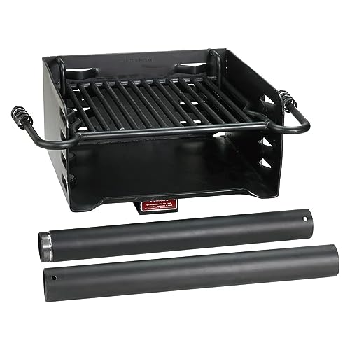 Pilot Rock Heavy Duty Steel Outdoor BBQ Charcoal Grill with 360 Degree Swivel Post Black