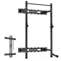 SkiPack Folding Squat Rack Wall Mounted with Weight Bench Black