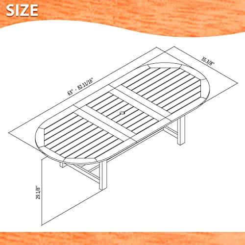 Amazonia Villach 7-Piece Outdoor Oval Dining Table Set Eucalyptus Wood Amazonia