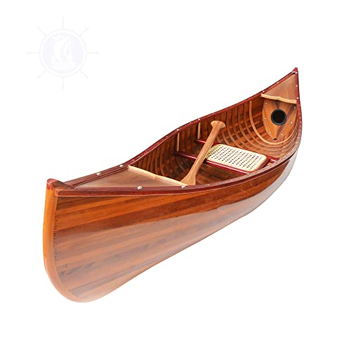 Old Modern Handicrafts 6-Feet Wooden Canoe with Ribs Natural Wood