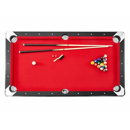 VEVOR Portable Foldable Billiards Table Set 6.3 ft Red + Black