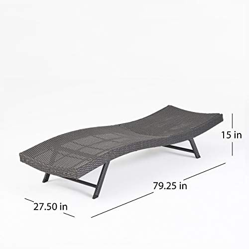 Great Deal Furniture Outdoor 6 Piece Wicker Chaise Lounge Set Grey