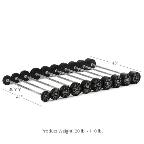 Titan Fitness Rubber Straight Fixed Barbells Black