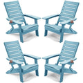 YEFU Folding Adirondack Chair Set of 4 with Arc Back & Cup Holder Blue