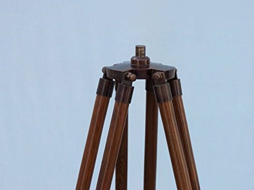 Hampton Nautical 62" Floor Standing Admirals Telescope with Leather Binoculars White