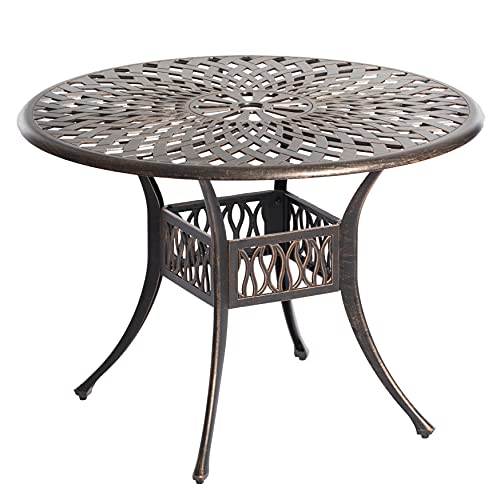Gardenised Bronze Indoor and Outdoor Dining Set with 4 Chairs and 1 Table, Bistro Patio Cast Aluminum