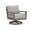 Benzara Karo Outdoor Swivel Lounge Chair with Cushions Gray and Brown