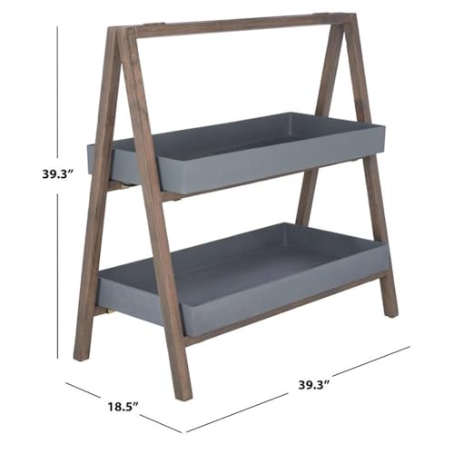 Safavieh Outdoor Collection Danser 2-Tier Shelf Dark Walnut/Grey