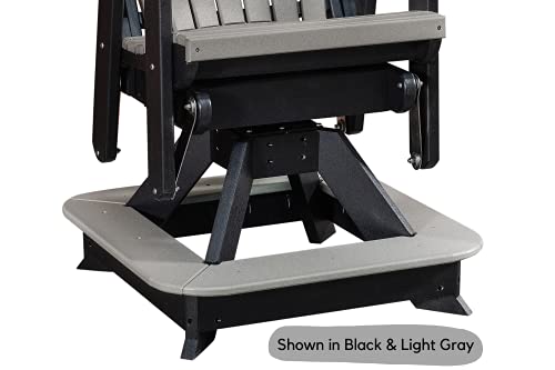 DutchCrafters Slat Fan Back Poly Balcony Adirondack Swivel Glider with Footrest Outdoor Patio Chair Tudor Brown & Weatherwood