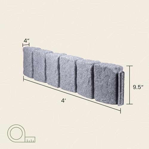 Beuta Cobblestone BlockXL Lawn and Garden Landscape Edging - 9.5" Tall Natural Resin, Fade Rust and Corrosion Resistant, Includes 3 Anchoring Spikes