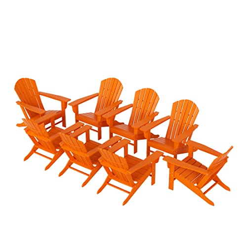 WO WESTIN OUTDOOR 8pcs HDPE Adirondack Chair Set All Weather Resistant Orange