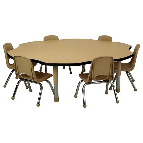Factory Direct Partners Flower Toddler Activity Table 60" Adjustable Maple/Black/Sand