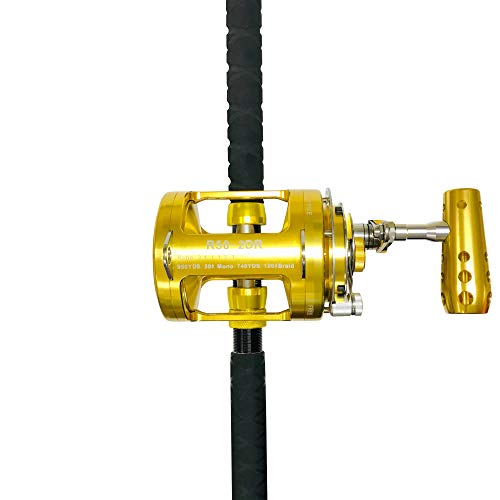 EAT MY TACKLE 50W 2-Speed Reels on 100-120 lb. Tournament Rods 4 Pack Yellow/Gold