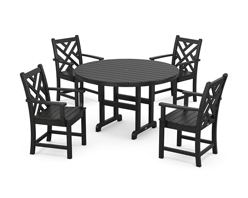 Polywood Chippendale 5-Piece Dining Set Black