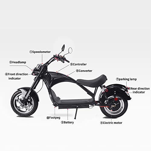 TOXOZERS 2500W Fat Tire Electric Scooter with Seat Black