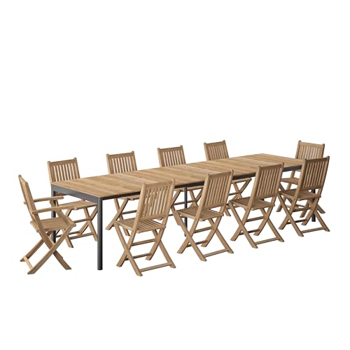 Amazonia Patio Kobe 9-Piece Dining Set Certified Teak Outdoor