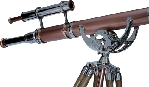 Antiqueex Nautical Vintage Double Barrel Telescope Chrome Finish