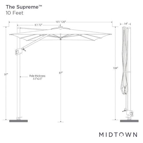 Midtown Umbrellas 9x9 Ft Outdoor Cantilever Patio Umbrella Sunbrella Cast Slate