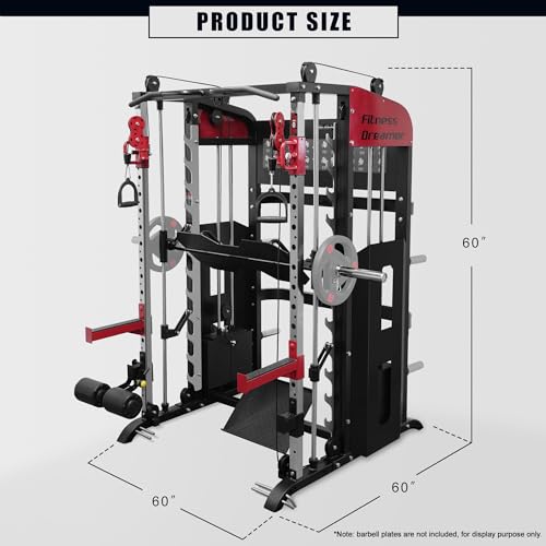 Fitness Dreamer Home Gym Smith Machine for Upper Body Strength Training Equipment and Leg Developer Red
