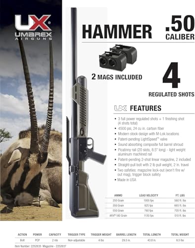 Umarex Hammer .50 Caliber PCP Pellet Gun Air Rifle Multi