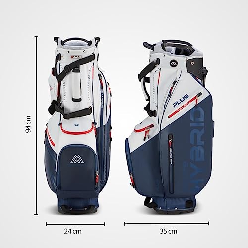 Big Max Dri Lite Hybrid Plus 14 Way Divider Golf Stand Bag White Navy Red
