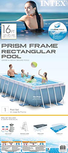 Intex Rectangular Prism Frame Pool Set 16ft x 8ft x 42in Multicolor