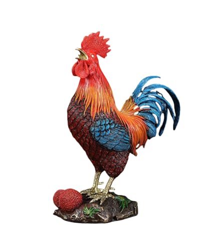 FENGSHUI-CAISHEN Extra Large Colorful Metal Rooster Statue