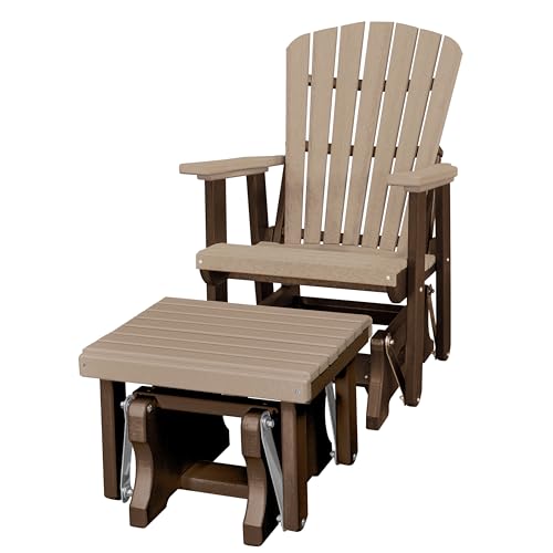 American Furniture Classics Chair and Gliding Glider Ottoman Combo Weatherwood and Tudor Brown