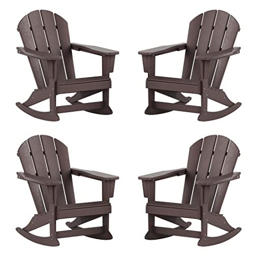WestinTrends Malibu Outdoor Rocking Chair Set of 4 Dark Brown
