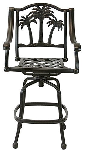 Patio Land Palm Tree Outdoor Patio Set 4pc Swivel Barstools 30" H Dark Bronze