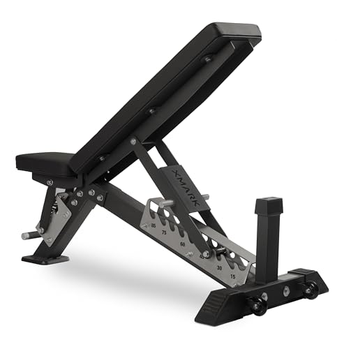 XMark Adjustable Weight Bench PreAssembled Mainframe Flat Incline Bench Black