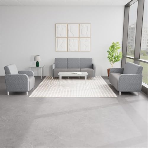 Lesro Siena Lounge Reception Armless Loveseat Brushed Steel Legs Black